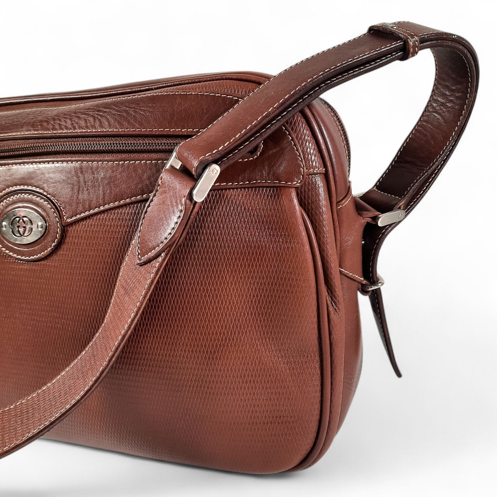 Large 80s GUCCI Leather Camera Bag Crossbody Vintage Double G 1980s GG Boho - Picture 16 of 16